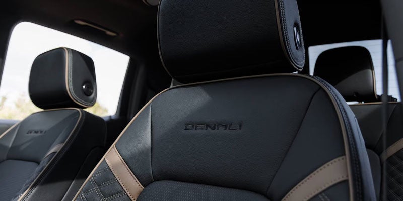 Premium leather driver seat inside the 2026 GMC Sierra 1500 Denali